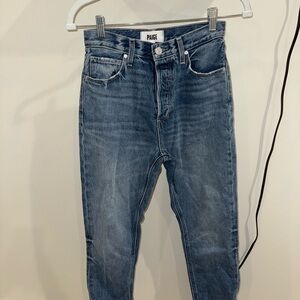 PAIGE Light Blue Denim Jeans with Contrast Stitching